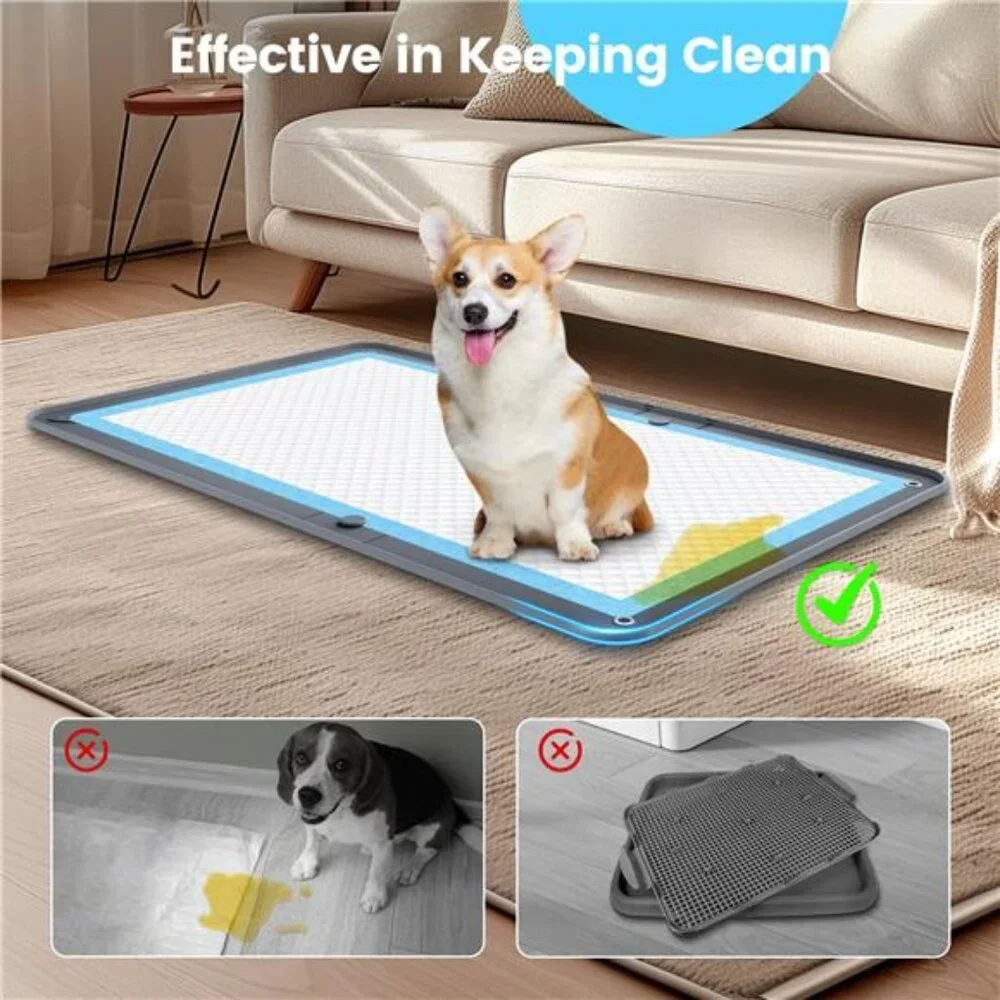 Dog Puppy Pad Tray for 26 x 35 In Training Pads, High Edge Silicon Dog
